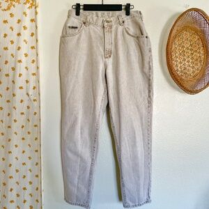 Vintage Lee Riveted Jeans High Waist Made USA 80s 90s Beige Denim